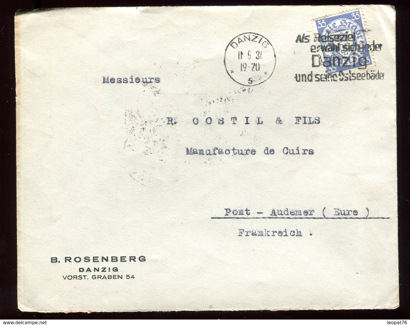 Allemagne - Enveloppe De Danzig Pour La France En 1931 - Réf O26 - Lettres & Documents