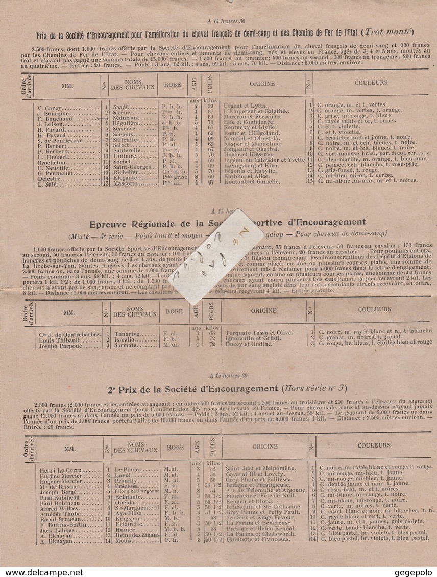 49 - LION D'ANGERS  - Programme Des Courses Du 28/08/1922  ( 4 Pages 22,5 Cm X 27,5 Cm ) - Programme