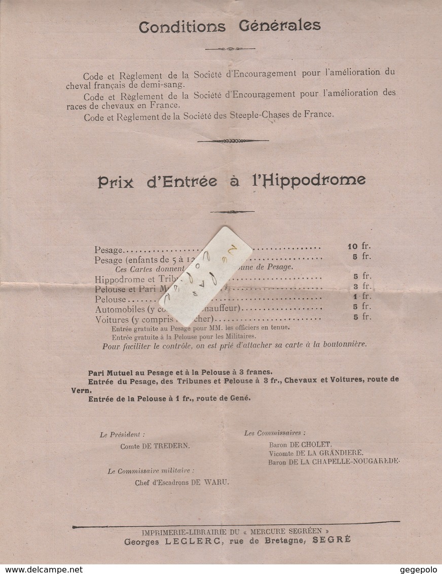 49 - LION D'ANGERS  - Programme Des Courses Du 28/08/1922  ( 4 Pages 22,5 Cm X 27,5 Cm ) - Programmes