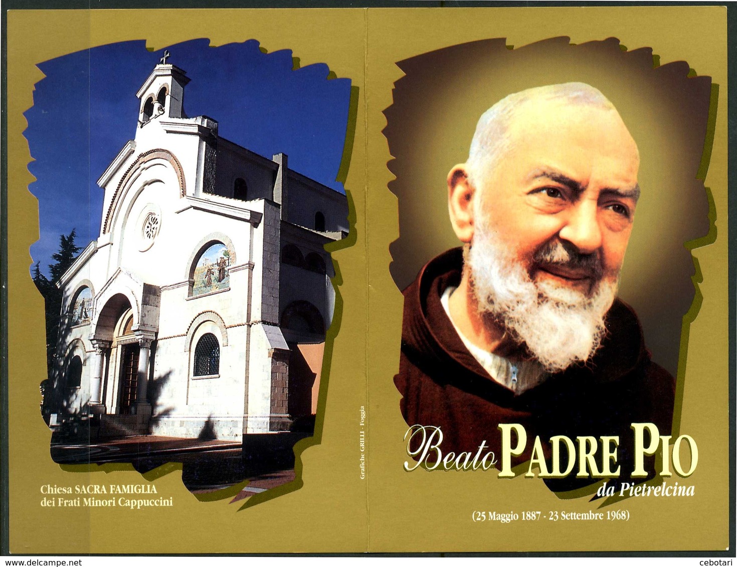 SANTINO - Beato Padre Pio Da Pietrelcina - Santino Pieghevole Con Preghiera, Come Da Scansione. - Devotion Images