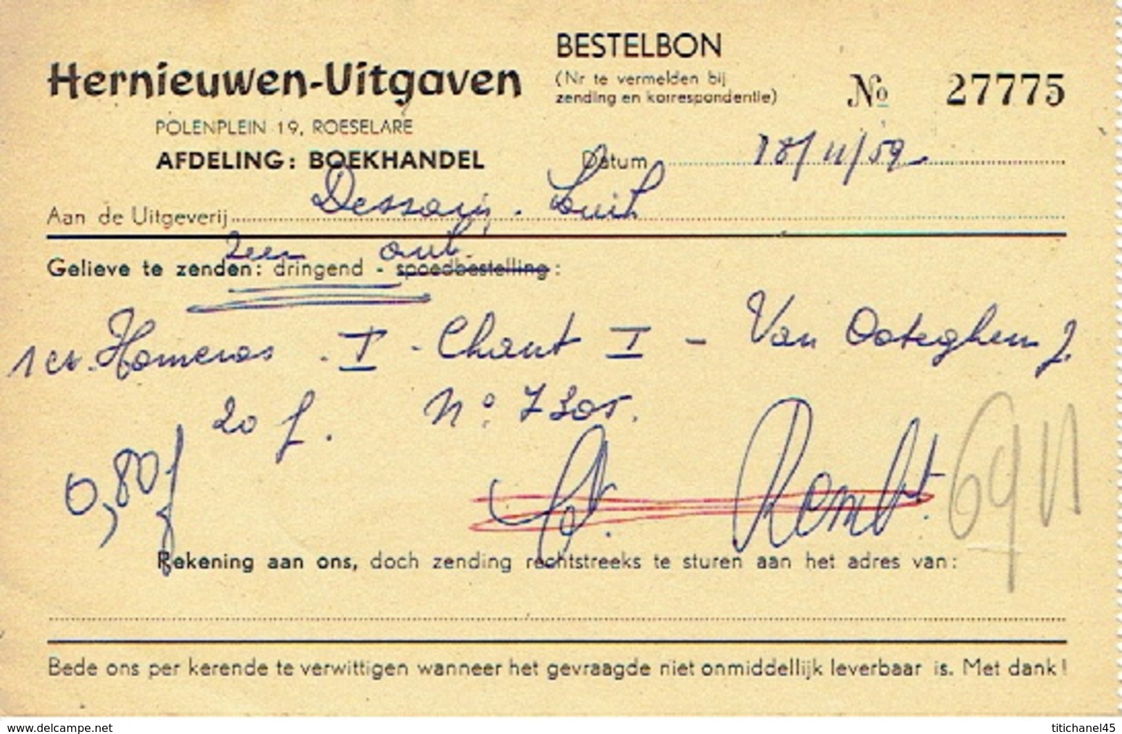 PK Publicitaire - ROESELARE 1952 - HERNIEUWEN - UITGAVEN - Roeselare