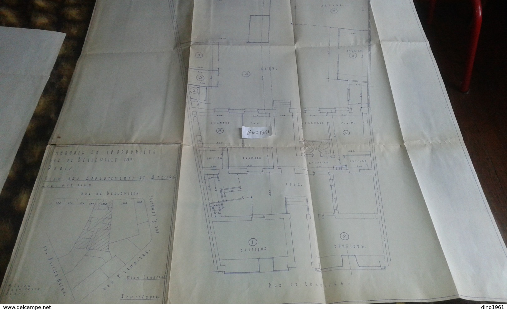 VP13.025 - PARIS -  Grand Plan 69 X 91 Immeuble Du 182 Rue De Belleville à PARIS - Arquitectura