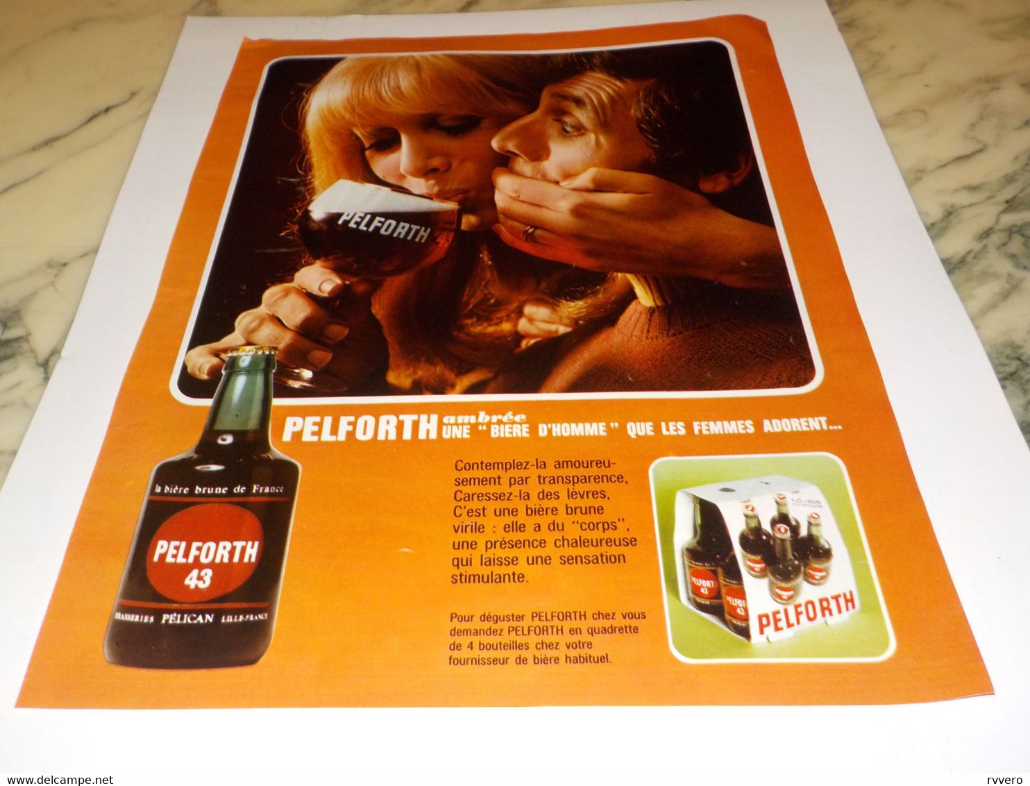 ANCIENNE PUBLICITE BIERE   PELFORTH AMBREE 1969 - Alcools