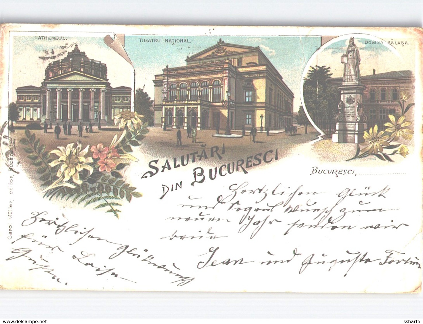 SALUTARI Din Bucuresci GRUSS AUS Colour Litho Carol Müller Editor 1899 - Rumänien