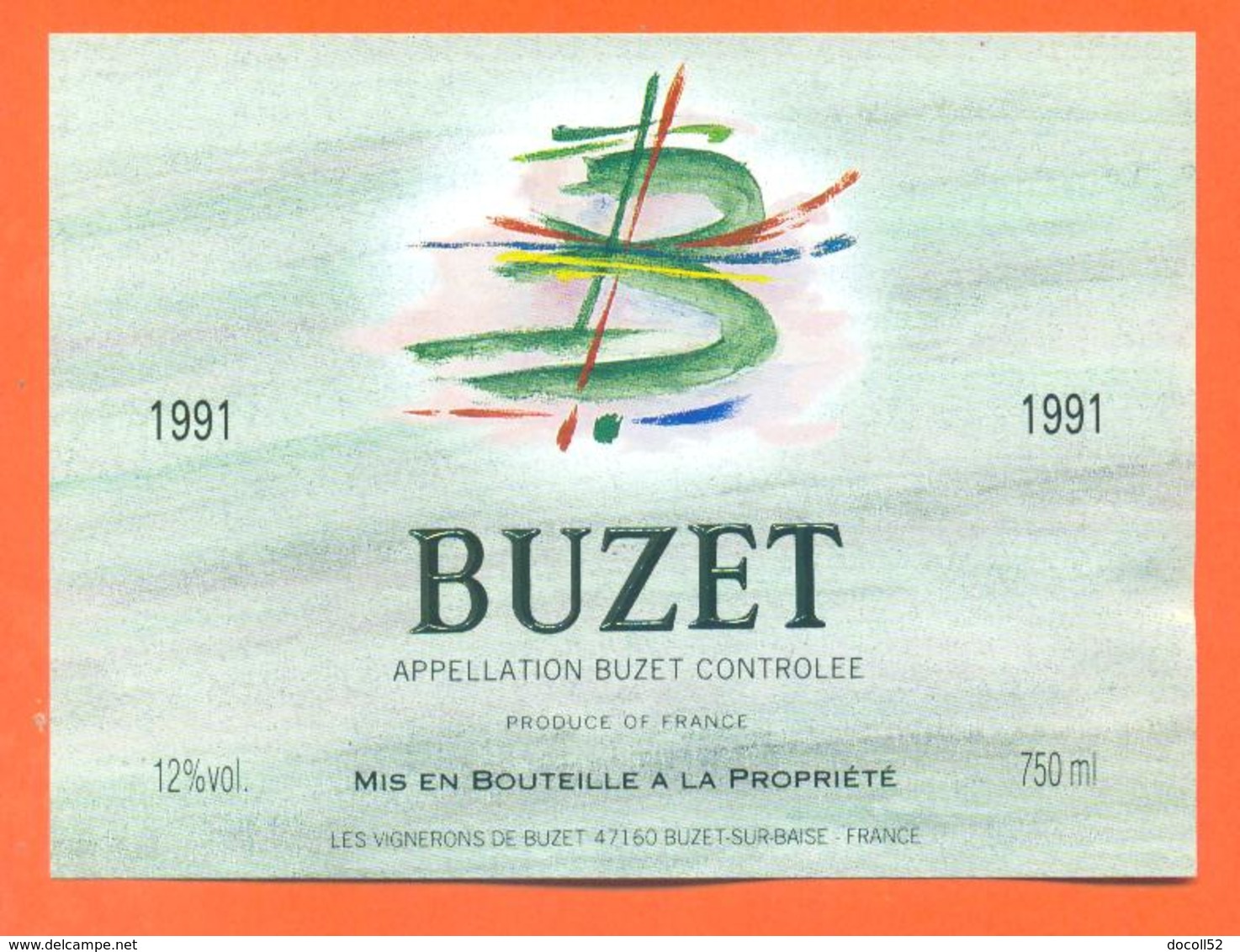 étiquette Vin De Buzet Cuvée 1991 Les Vignerons à Buzet Sur Baise - 75 Cl - Fleurs