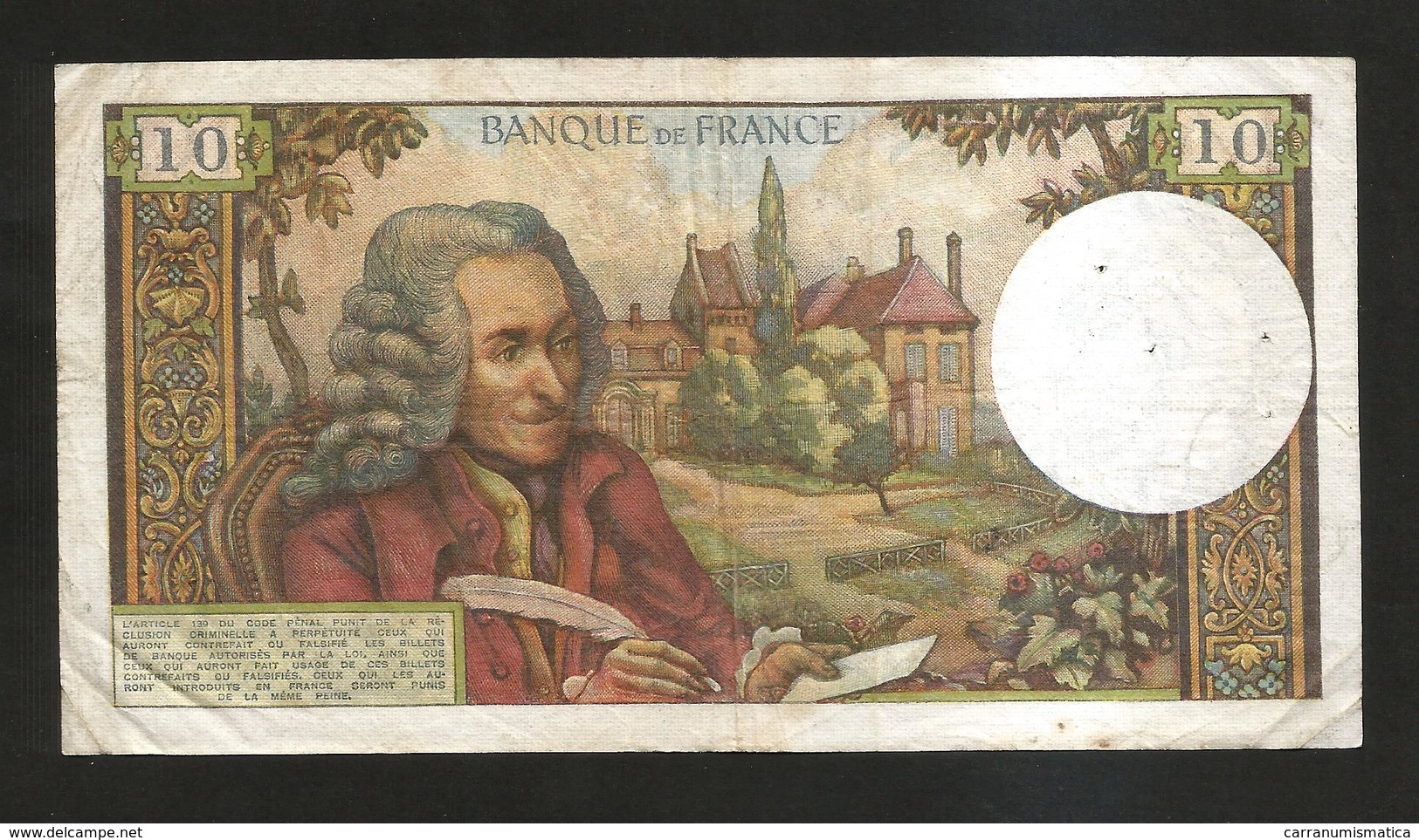 FRANCE - BANQUE De FRANCE - 10 Francs VOLTAIRE ( M. 8 / 5 / 1969 ) Serie: O. 493 - 10 F 1963-1973 ''Voltaire''