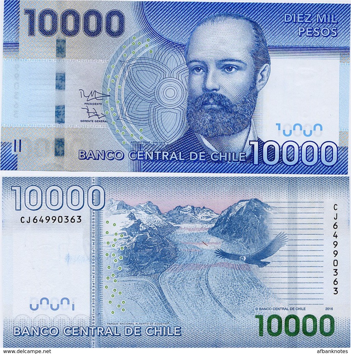 CHILE       10,000 Pesos       P-164[f]       2016       UNC  [ 10000 ] - Chile