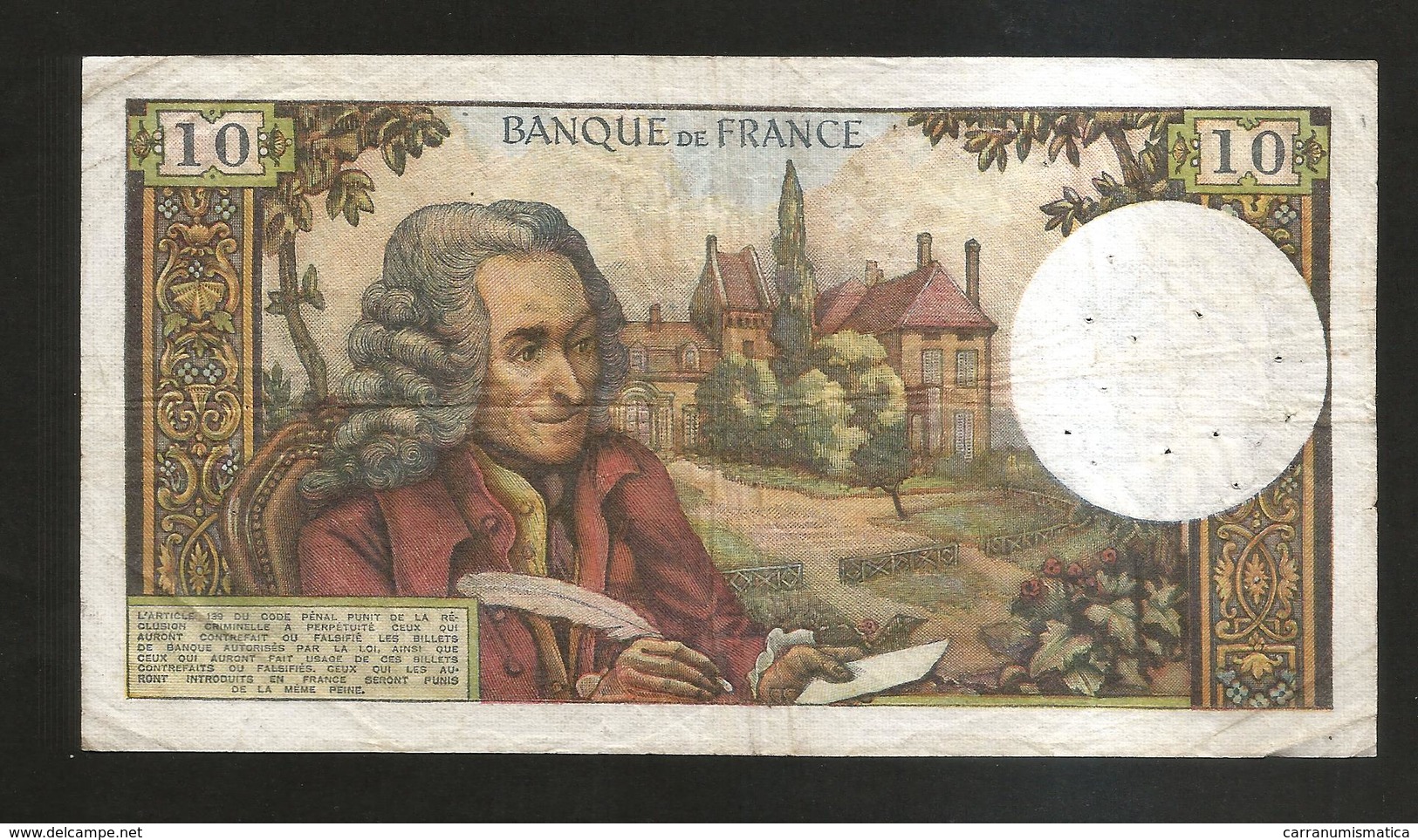 FRANCE - BANQUE De FRANCE - 10 Francs VOLTAIRE ( J. 8 / 5 / 1969 ) Serie: N. 490 - 10 F 1963-1973 ''Voltaire''