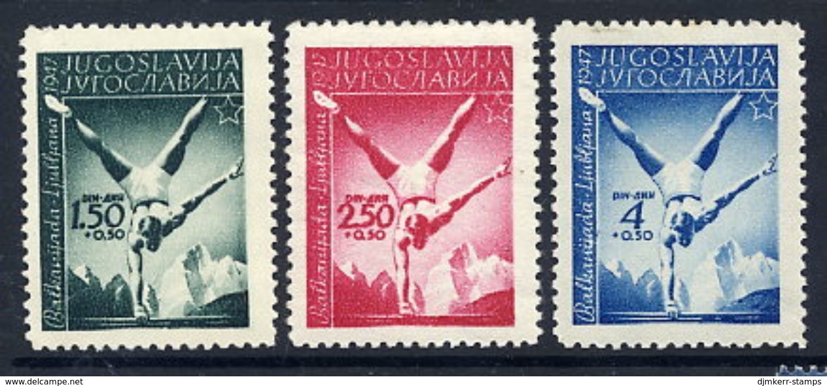YUGOSLAVIA 1947 Balkan Games MNH / **.  Michel 524-26 - Ungebraucht