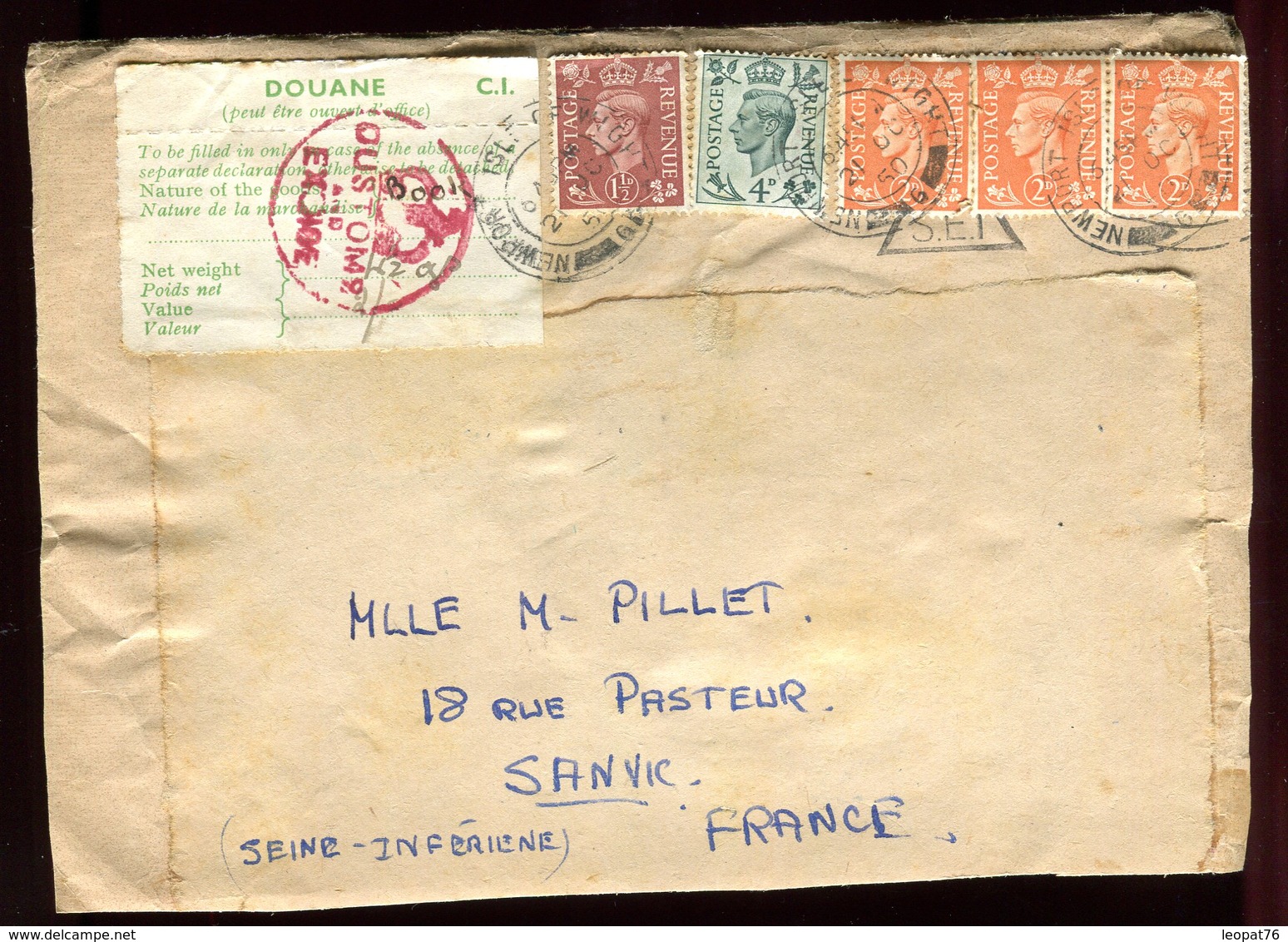 Royaume Uni - Enveloppe De Newport Pour La France En 1950 , étiquette Douane - Réf O53 - Storia Postale