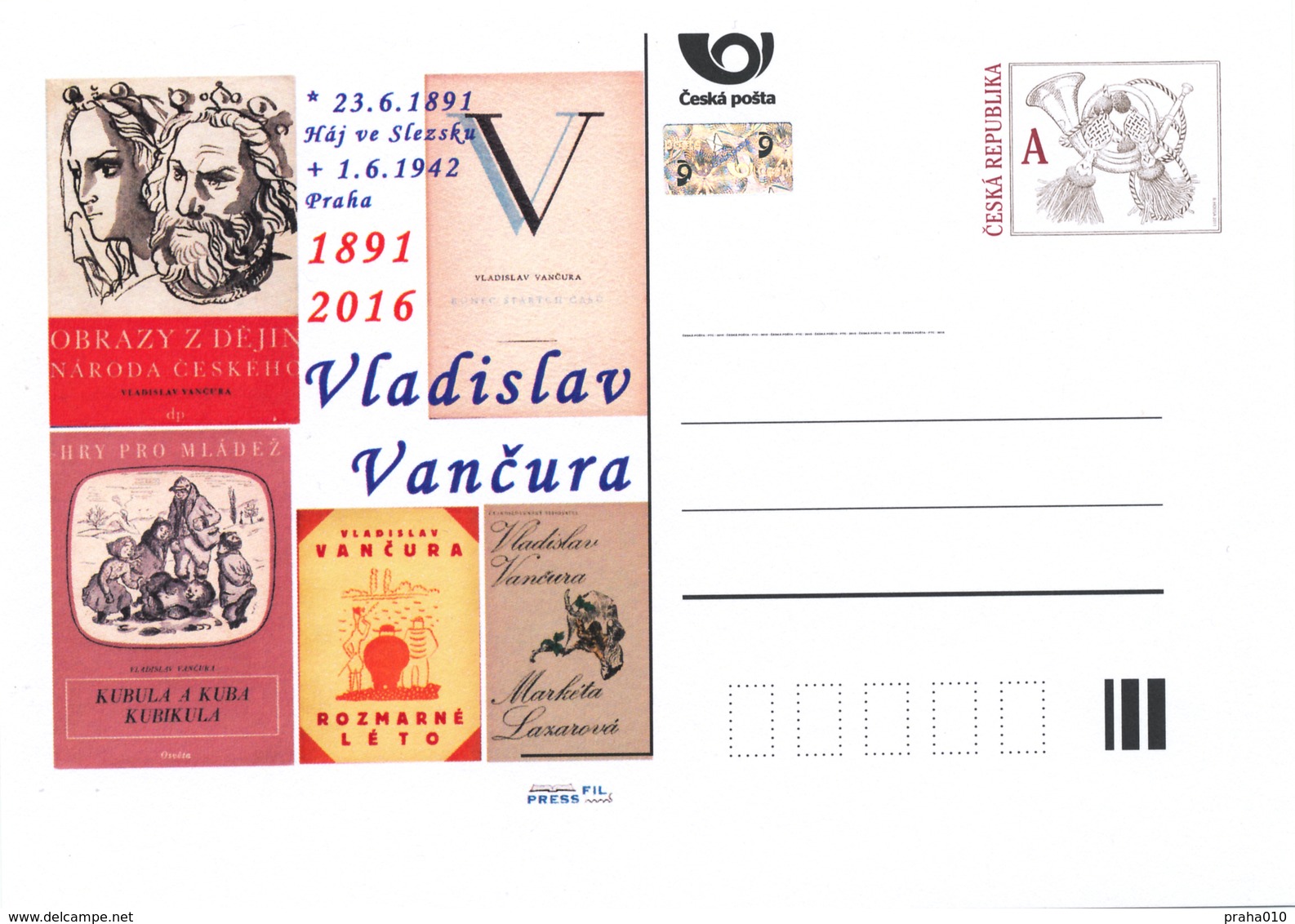 Rep. Ceca / Cart. Postali (Pre2016/23) Vladislav Vancura (1891-1942), 125 ° Anniversario Della Nascita - Cartoline Postali