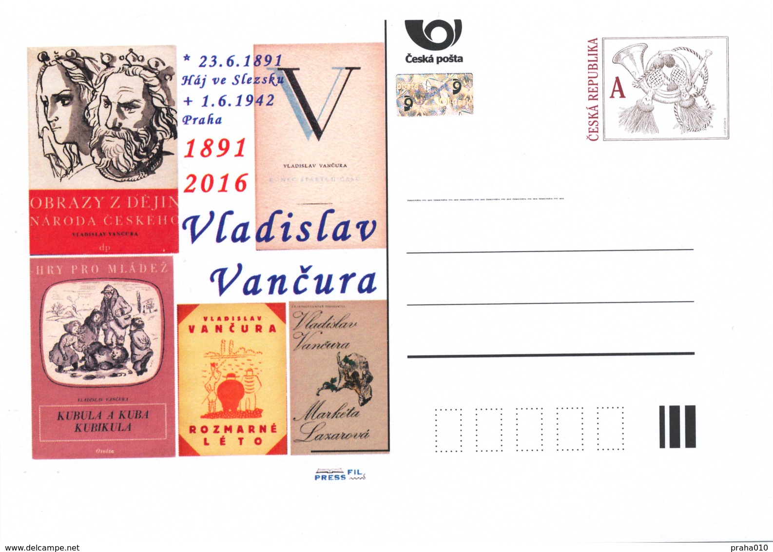 Rep. Ceca / Cart. Postali (Pre2016/23) Vladislav Vancura (1891-1942), 125 ° Anniversario Della Nascita - Cinema