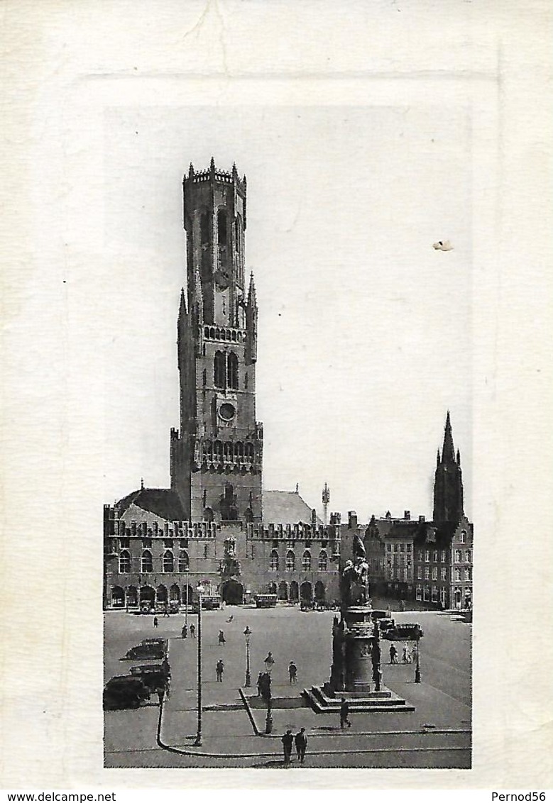 Timbre BELGE  35 Centimes Vert FLAMME Blankenbergue Plage Carte Postale Bruges Beffroi - Cachets Généralité