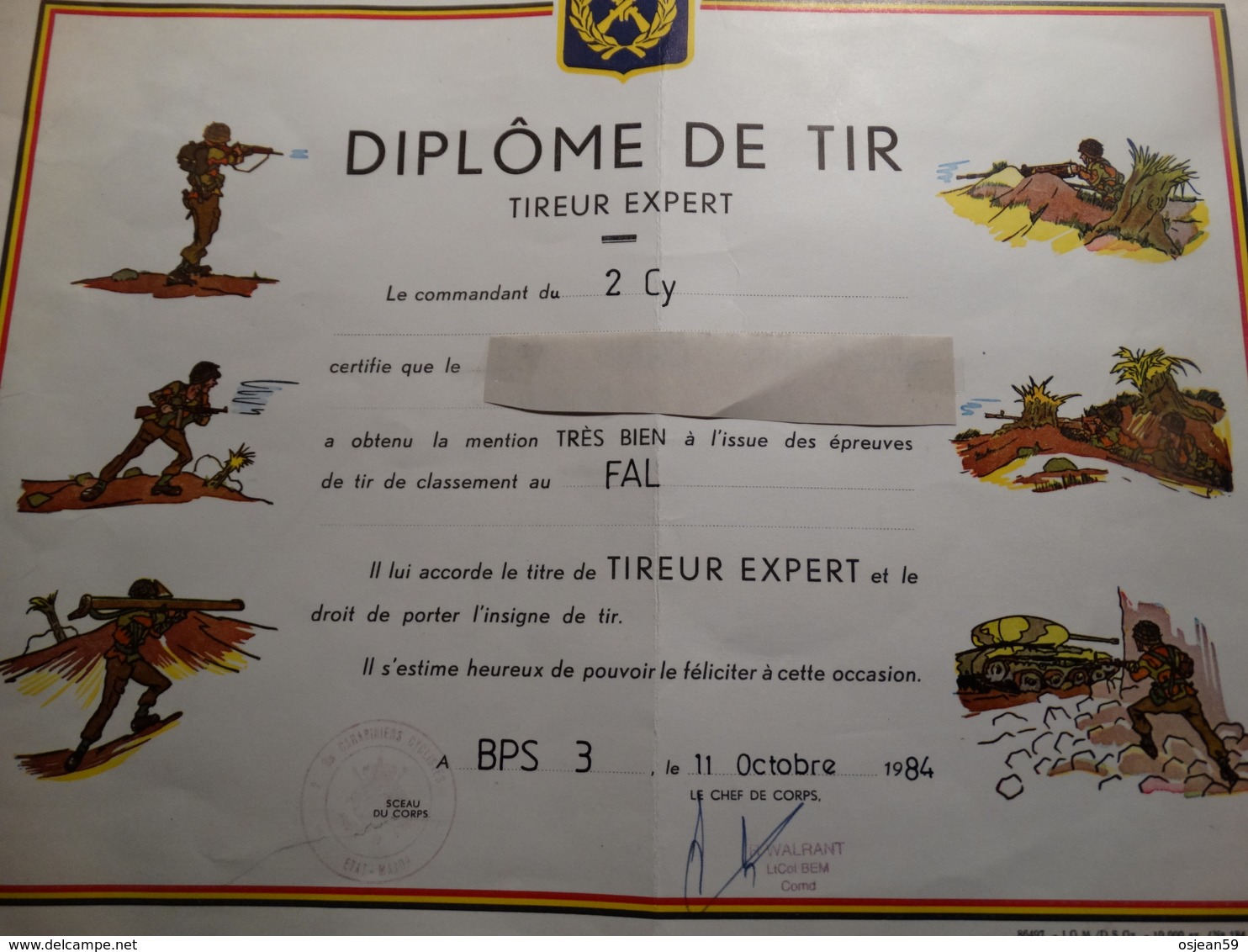 Belgique-diplôme De Tir (tireur Expert) - Documentos