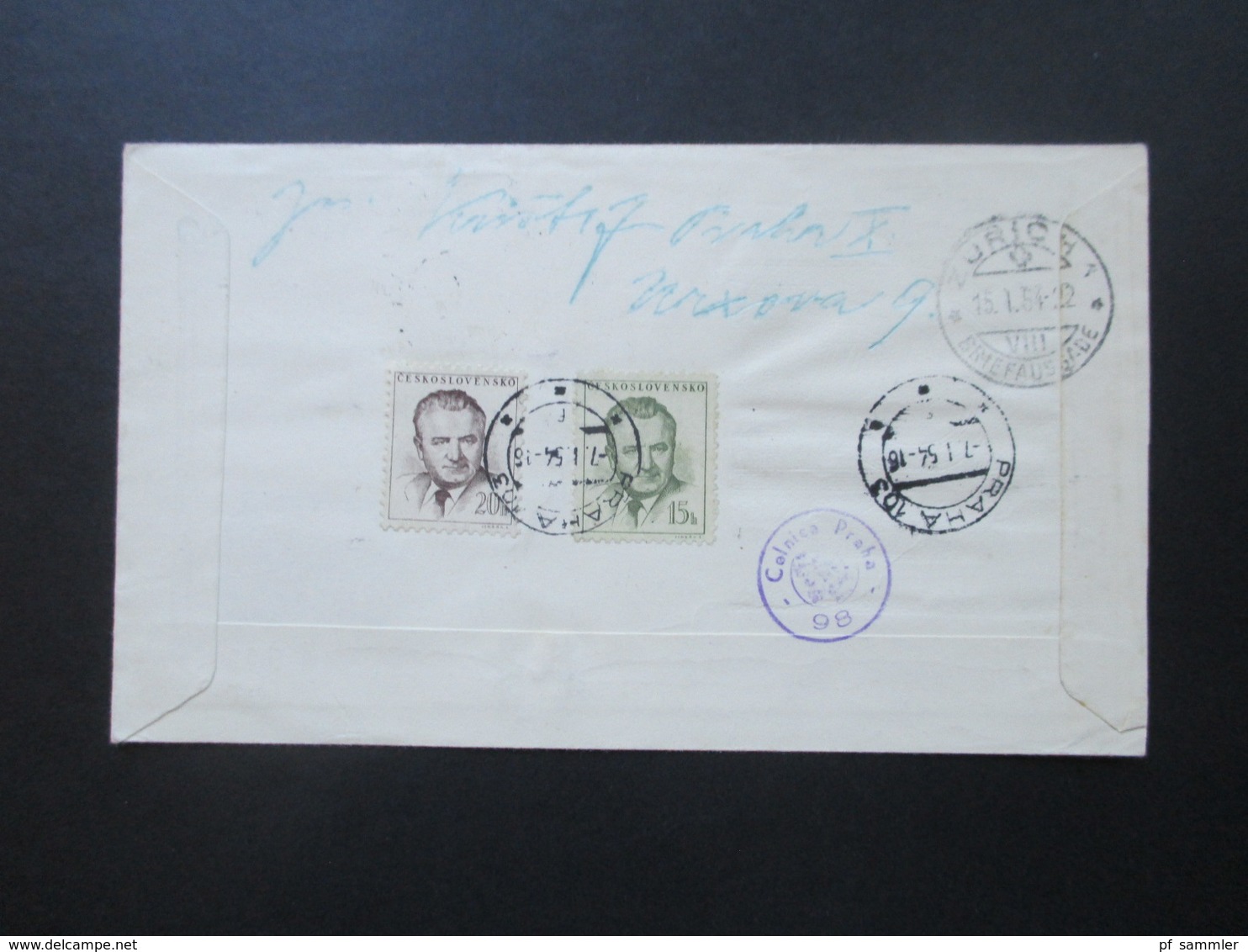 CSSR 1953 FDC Transportwesen. Eisenbagn / Flugzeug. Einschreiben In Die Schweiz MitZusatzfrankatur Rückseitig! - Covers & Documents