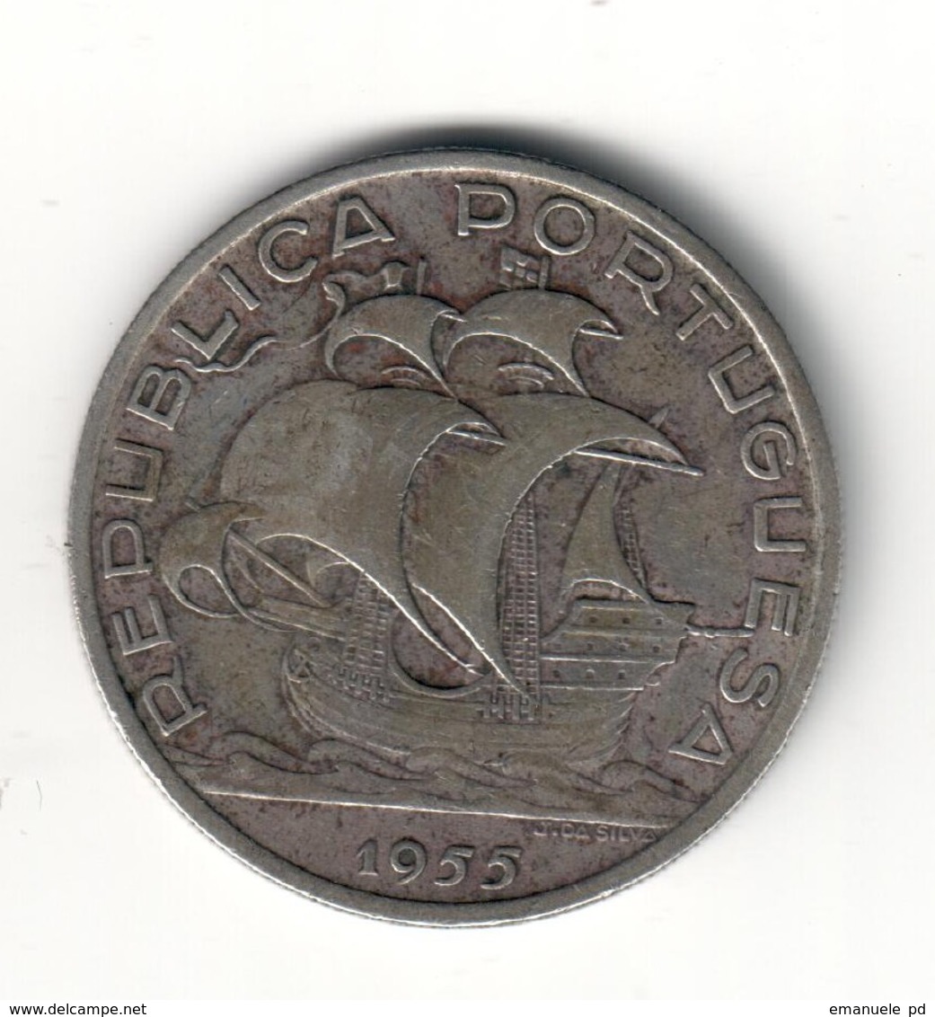 Portugal 10 Escudos 1955 Silver - Portogallo