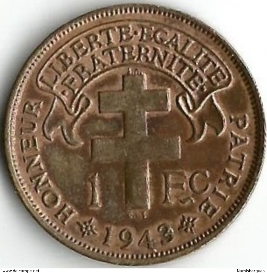 1 Pièce De Monnaie 1  Franc Prétoria  1943 Superbe - Madagaskar