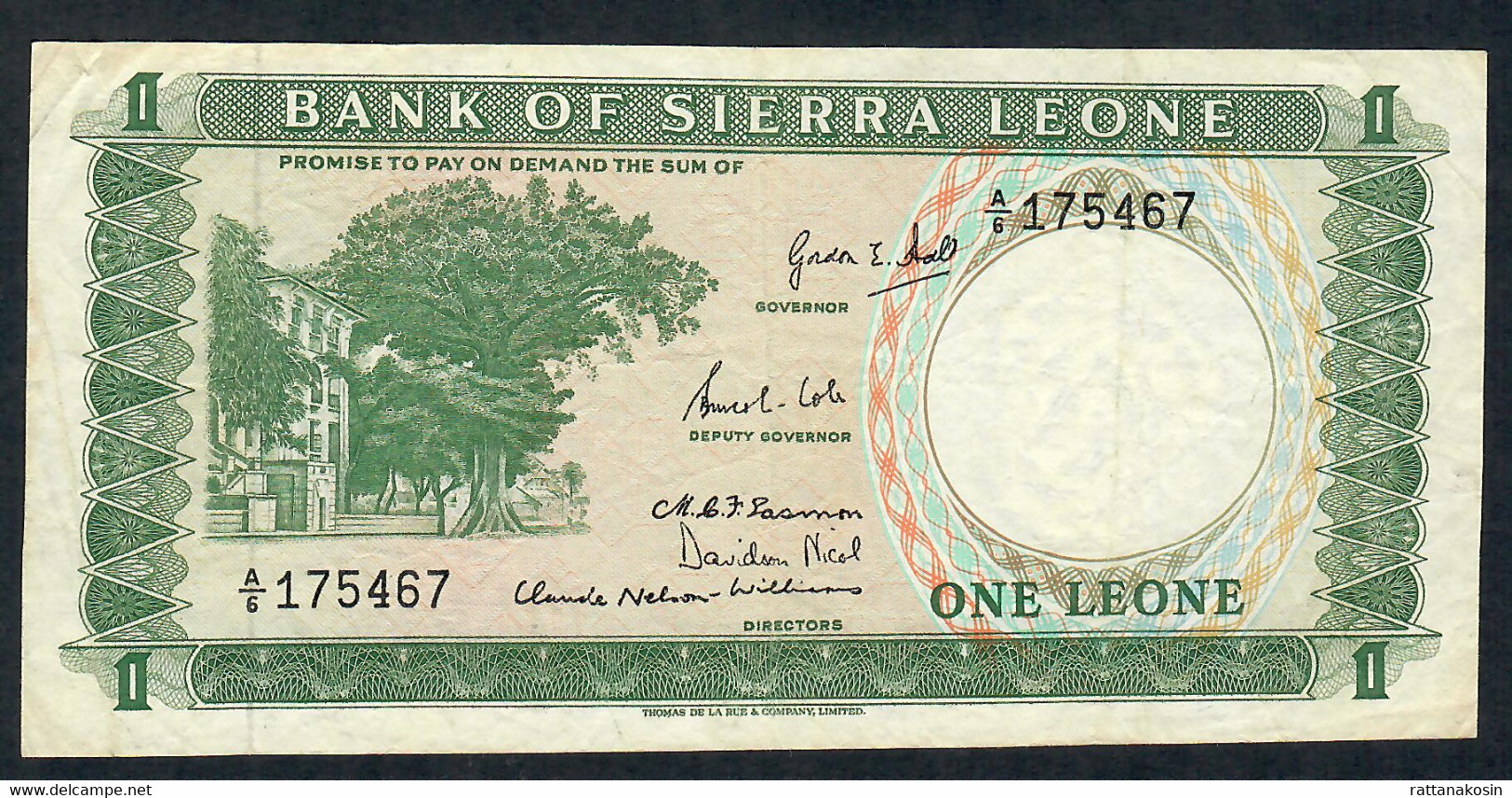 SIERRA LEONE P1a 1 LEONE  1964  # A/6  VF NO P.h. ! - Sierra Leona