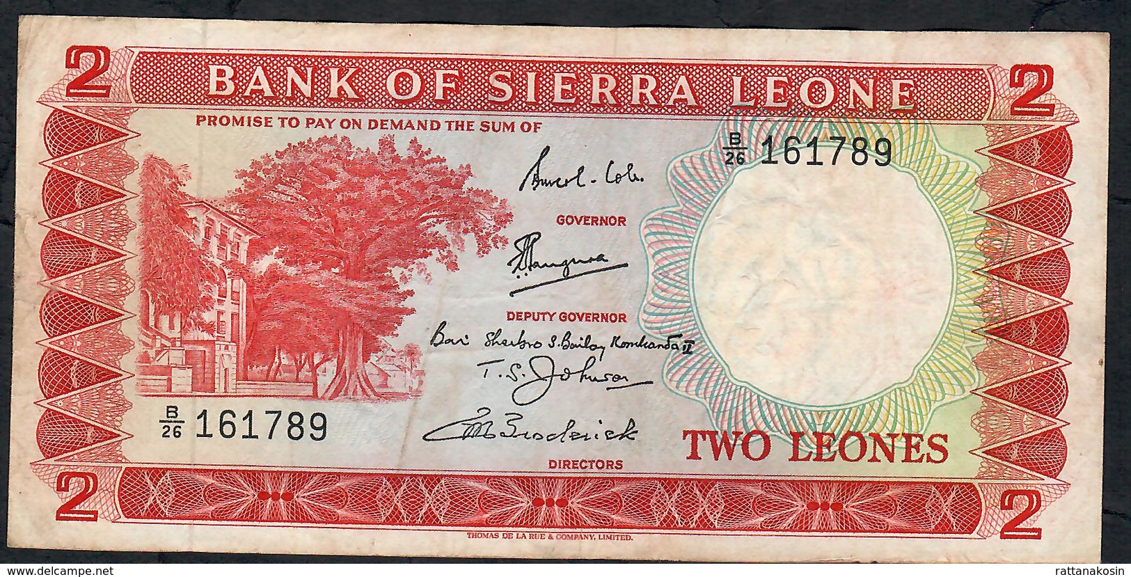 SIERRA LEONE P2b 2 LEONES  1967 Signature 2     # B/26  VF NO P.h. ! - Sierra Leona