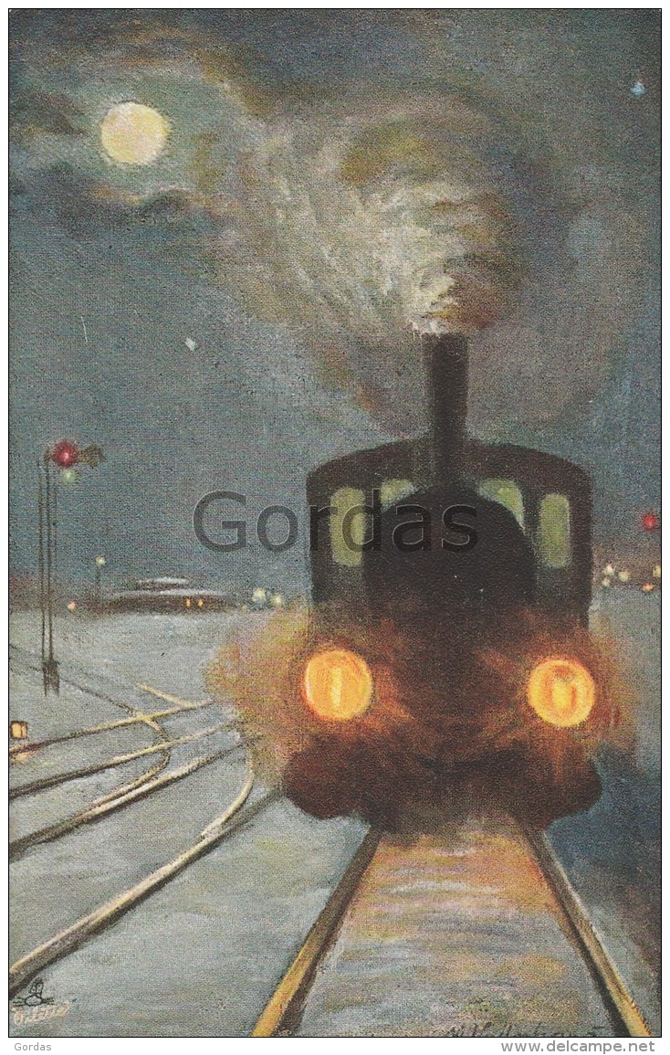 Raphael Tuck &amp; Sons - Night Train - Oillete - No. 216 B - Illustrateur - Vollmberg - - Tuck, Raphael