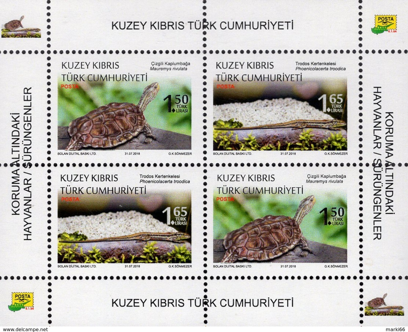 Northern Cyprus - 2018 - Protected Animals - Reptiles - Mint Souvenir Sheet - Ongebruikt