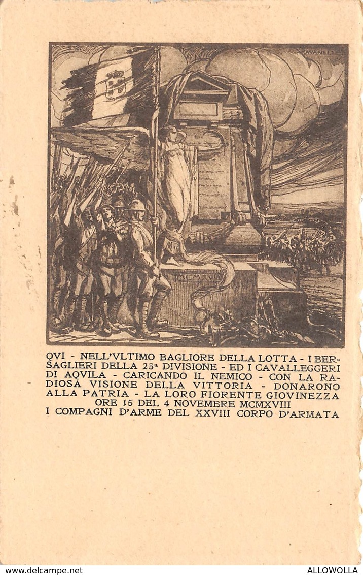 1364 "MONUM. AGLI ULTIMI CADUTI DELLA GRANDE GUERRA-OMAGGIO AGLI EROI DI PARADISO,RAGAZZI DEL 99" CART. POST.ORIG. SPED. - Guerra 1914-18