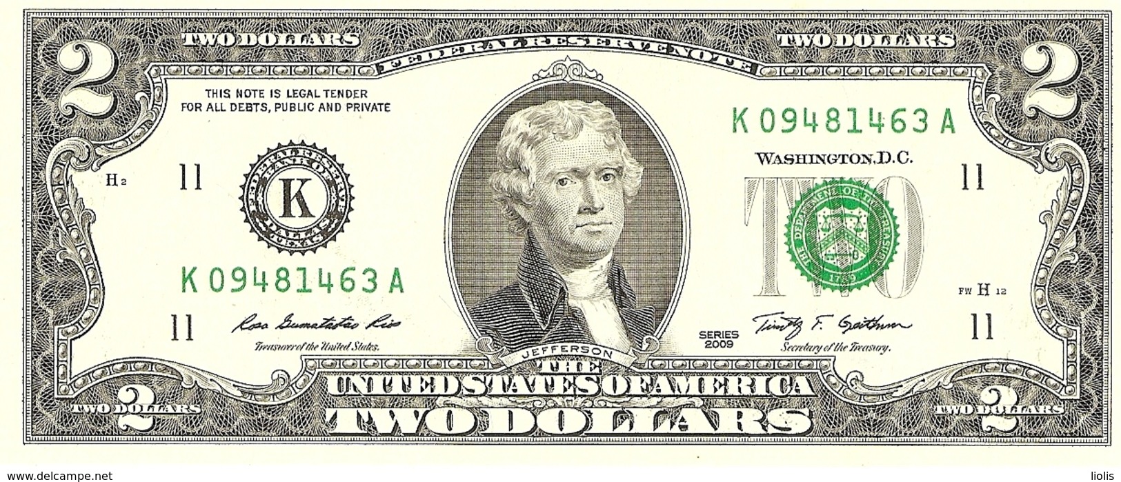 USA  2 Dollars  2009  UNC - Bilglietti Della Riserva Federale (1928-...)