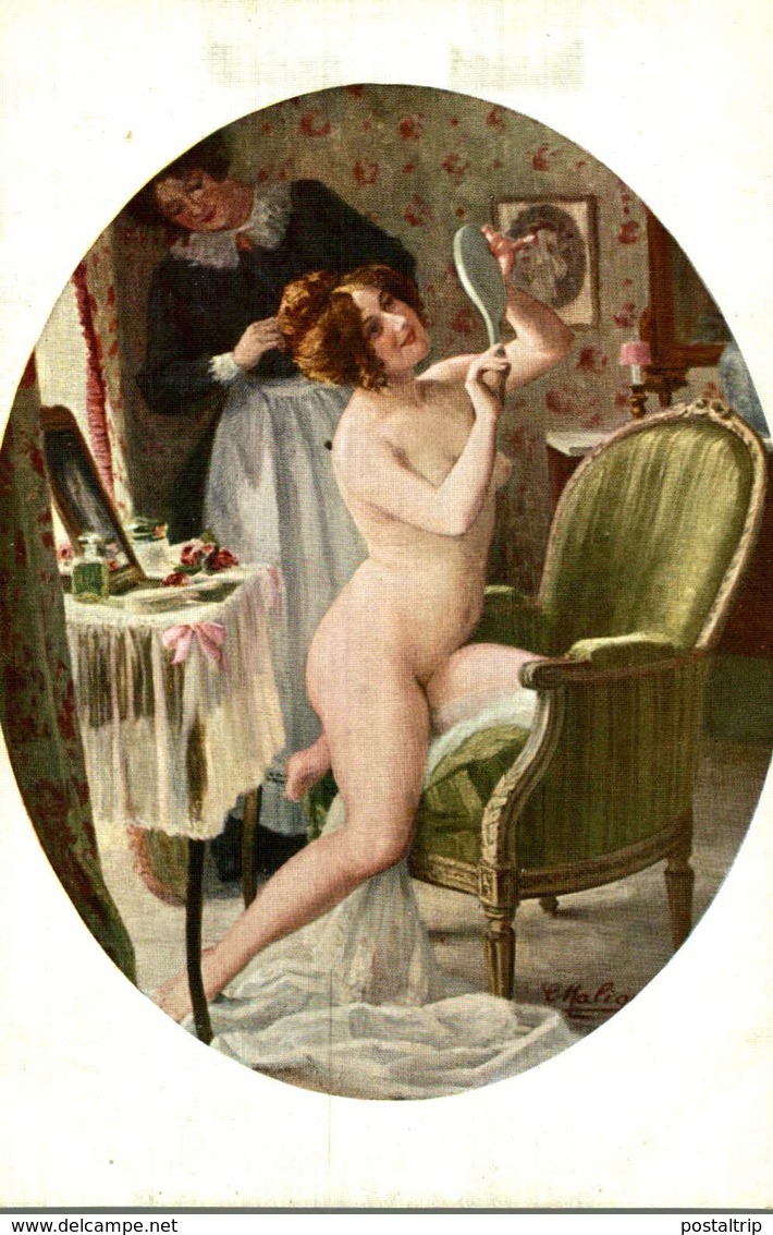 Claire MALIQUET "Devant La Poudreuse" (Tableau Salon De Paris) ° Lapina 951 * Nu Féminin Erotiqu - Otros & Sin Clasificación