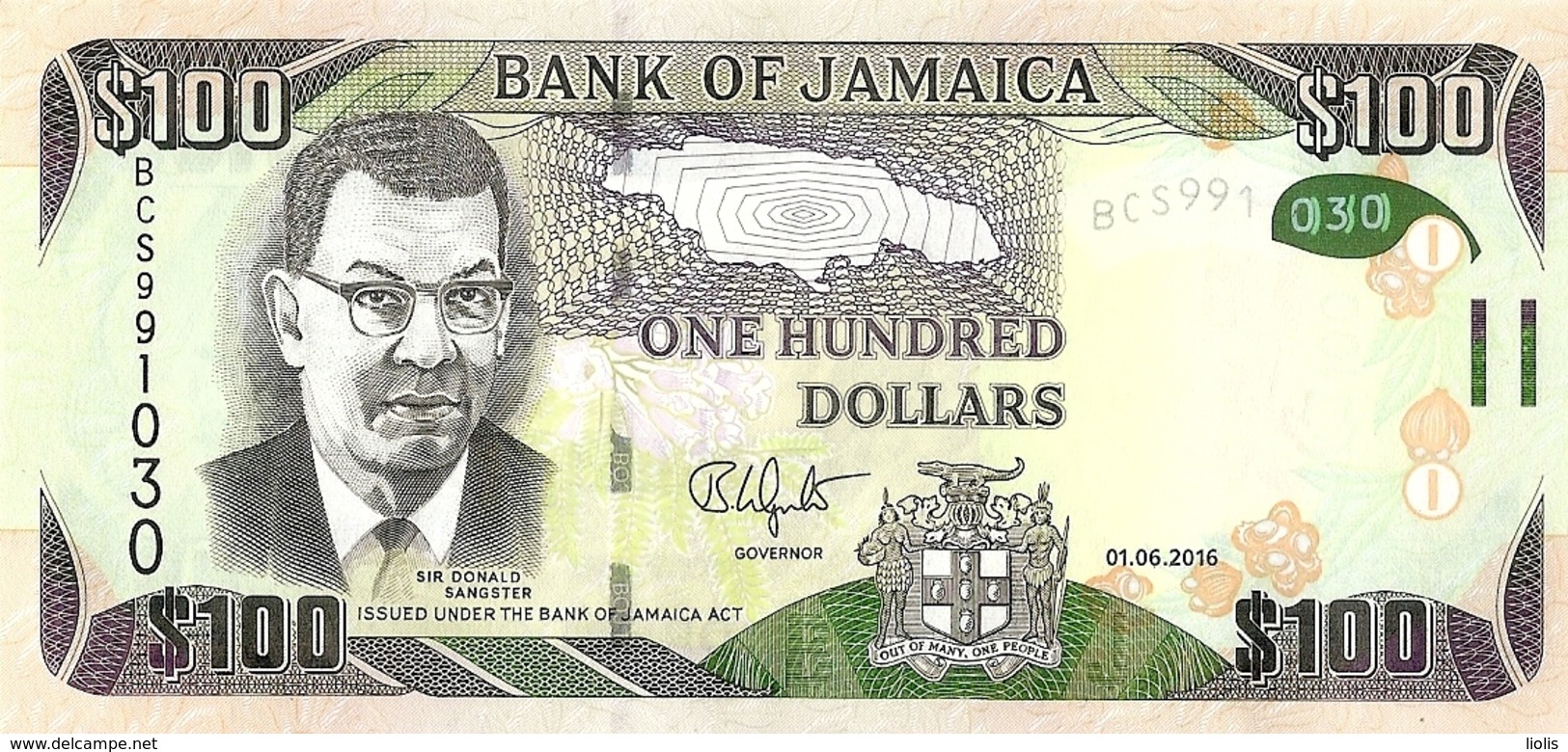 Jamaica  P-95  100 Dollars  2016 UNC - Jamaica