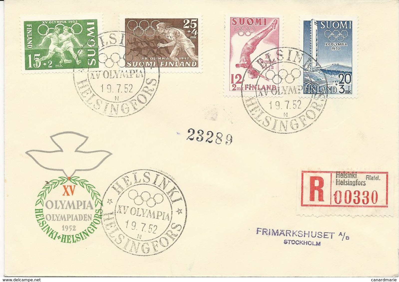 2 LETTRES AVEC TIMBRES ET CACHETS XV OLYMPIA HELSINKI 1952 - Ete 1952: Helsinki