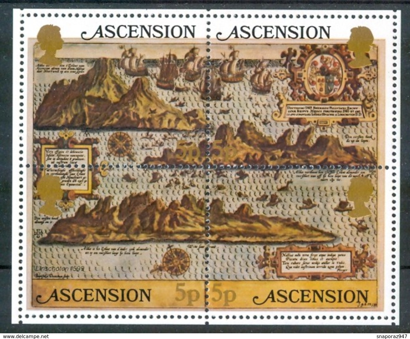 1981 Ascensione Isole Isle Mappe Cartes Maps Set + Block MNH** No135 - Geographie