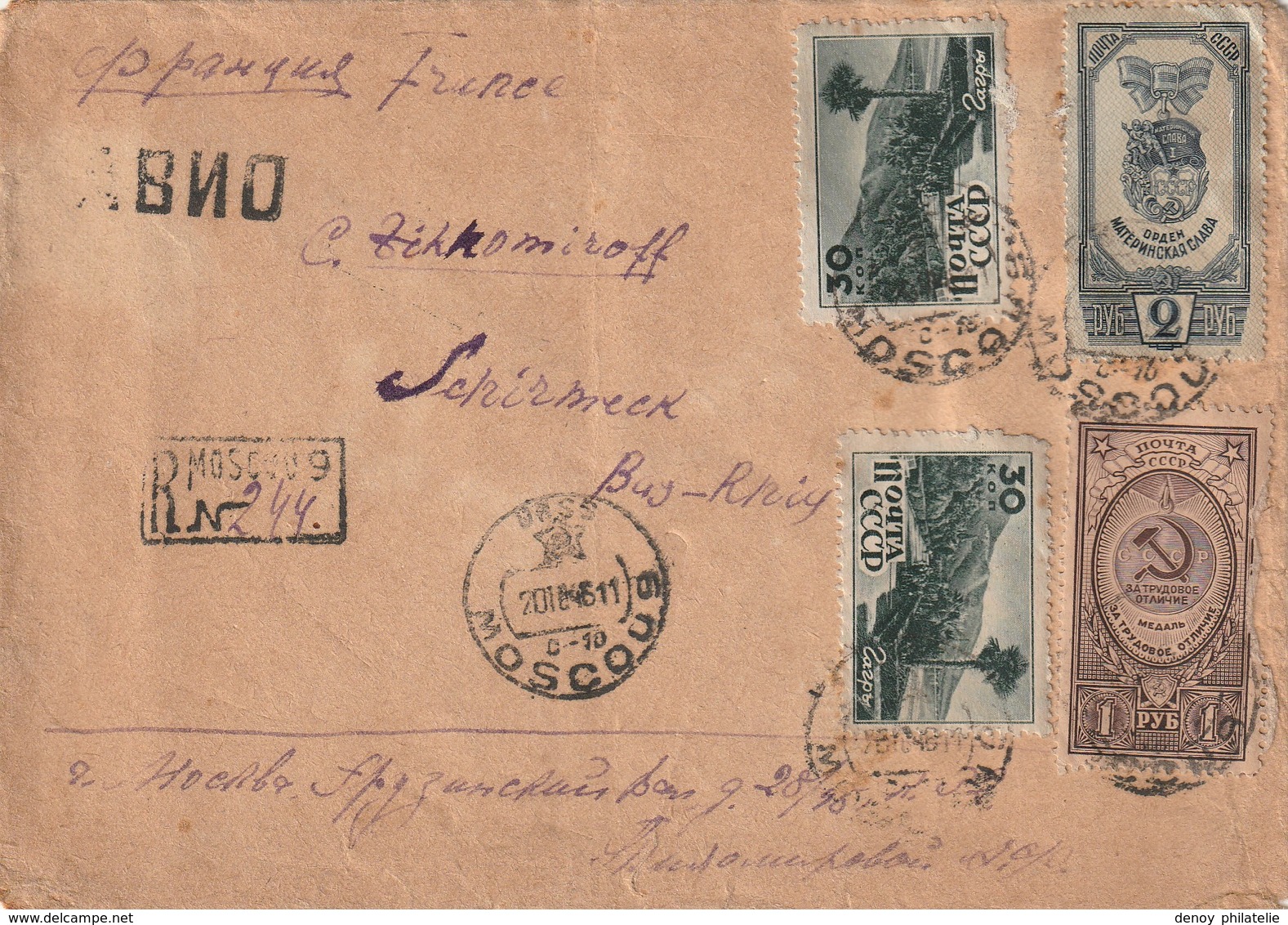 Lettre  Recommandée De Moscou Pour La France Du 26 10 1946 - Briefe U. Dokumente