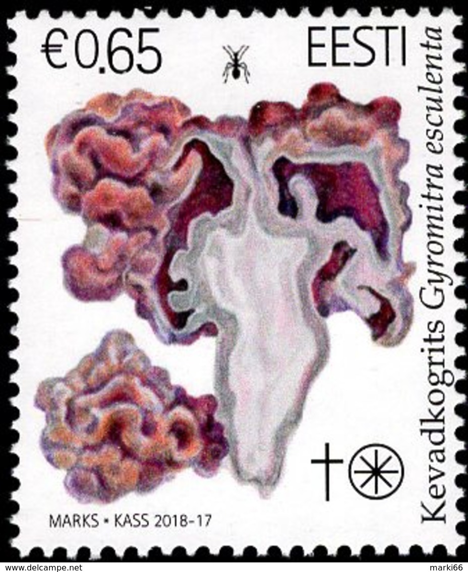 Estonia - 2018 - Estonian Mushrooms - Spring Chip - Gyromitra Esculenta - Mint Stamp - Estland