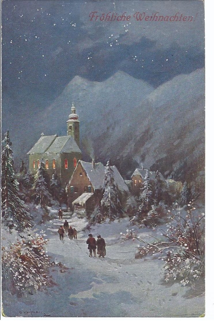 Weihnachtskarte - Gang Zur Mette - Winterlandschaft  -   AK 9297 - Other & Unclassified