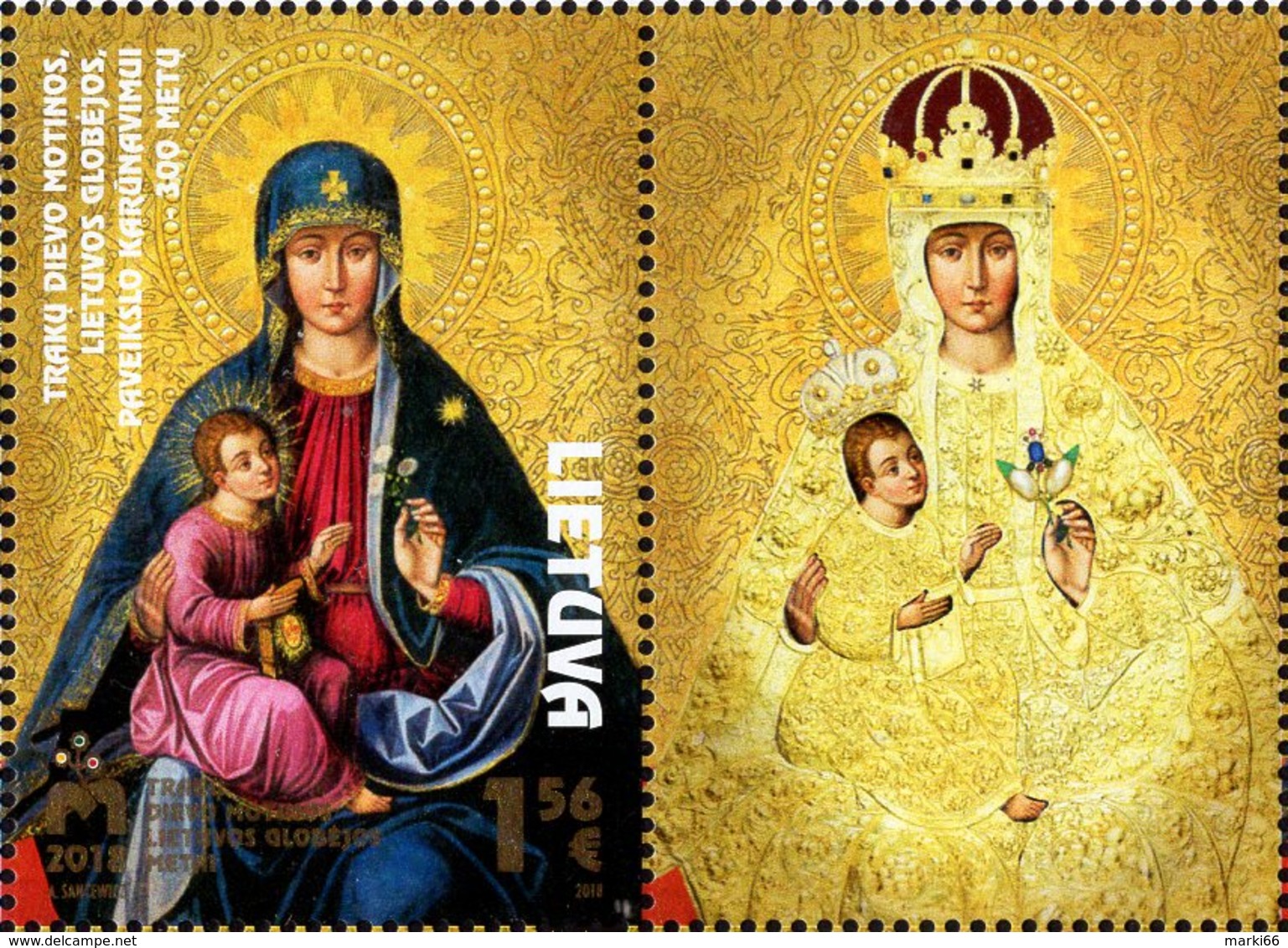 Lithuania - 2018 - Trakai Mother Of God - 300 Years Since Coronation - Mint Stamp With Coupon - Lithuania