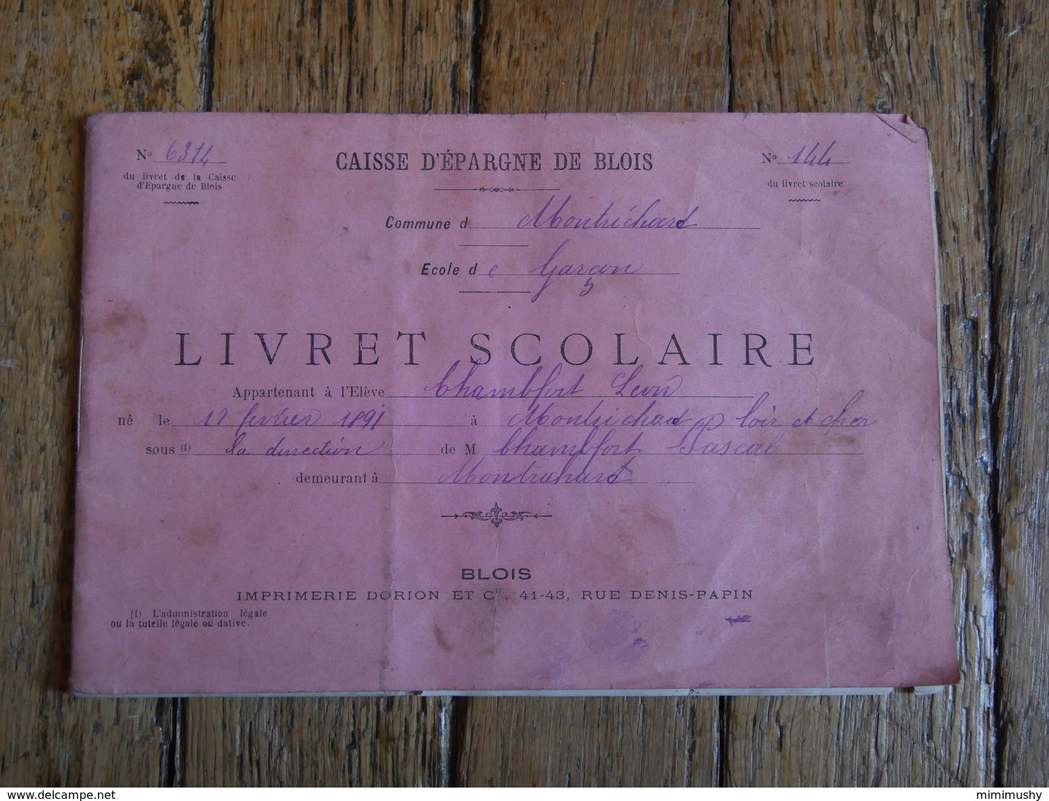 Livret Scolaire - Caisse D'épargne De Blois - Montrichard 1891 - Avec Des Bons Dépargne De 25 Et 5 Centimes - Non Classés