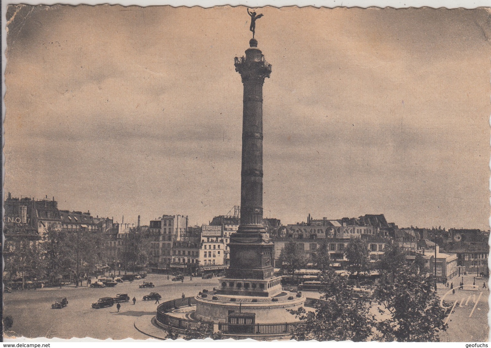 Carte Postale  Place De La Bastille PARIS (Gandon N° 716A Obl. Cachet Type A4 Du 22.12.47) à ALGER(dpt Français) - Storia Postale