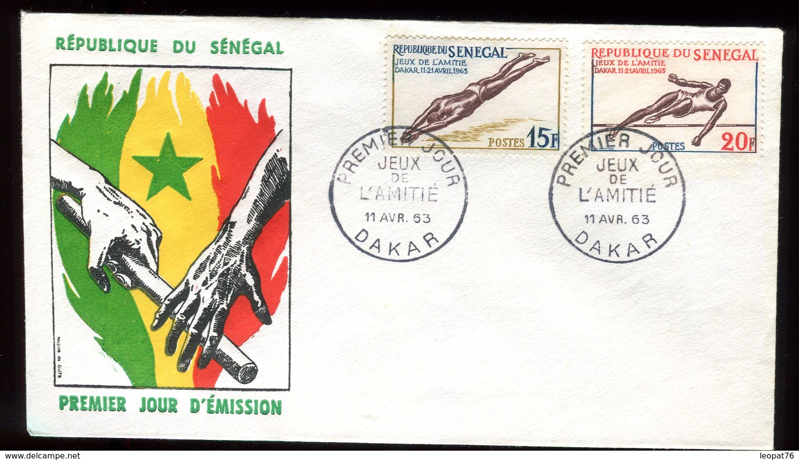 Sénégal - Enveloppe FDC 1963 - Sports - O 133 - Sénégal (1960-...)