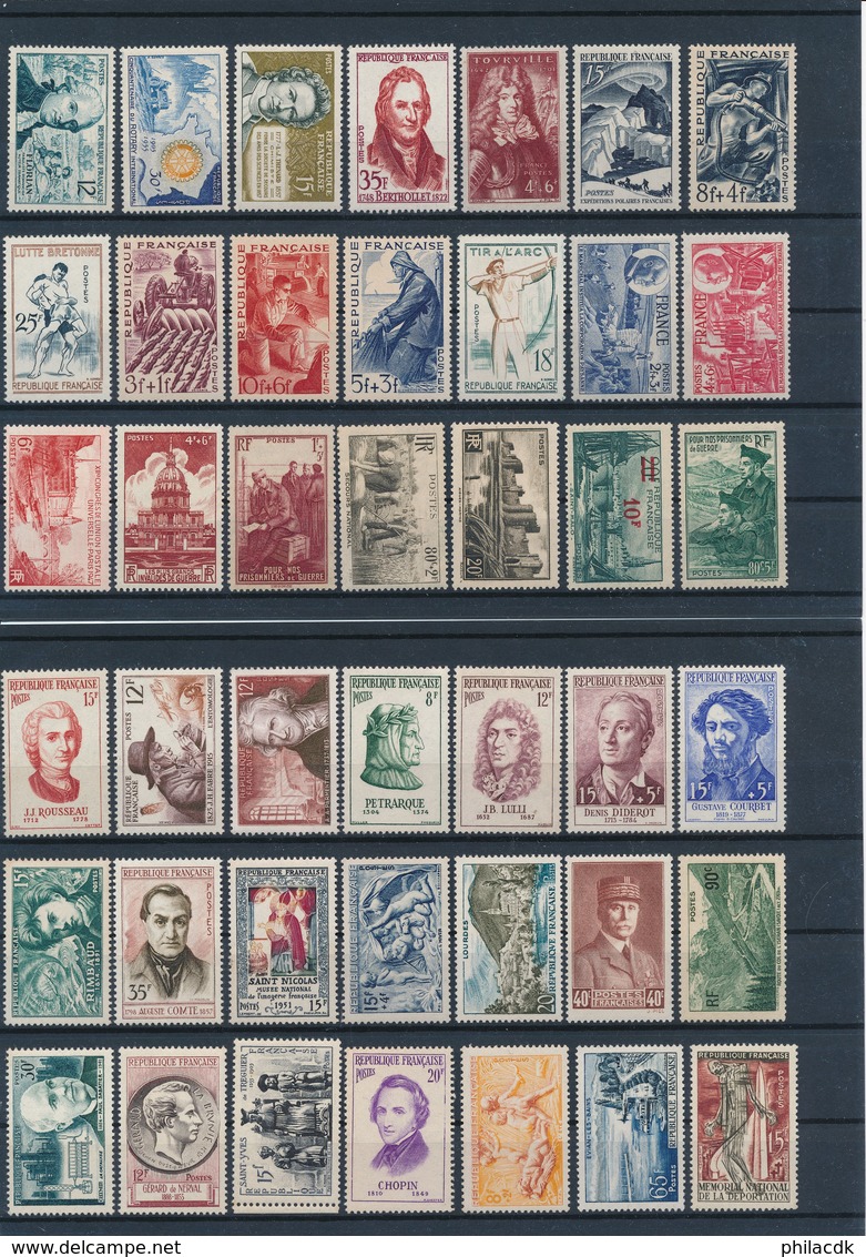 FRANCE - BELLE COLLECTION DE 329 TIMBRES NEUFS** SANS CHARNIERE - FORTE COTE - VOIR SCANNS RECTO VERSO - Collections