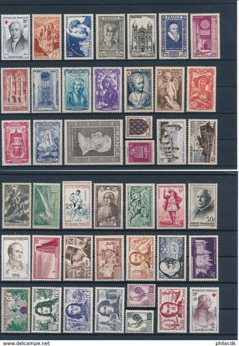 FRANCE - BELLE COLLECTION DE 329 TIMBRES NEUFS** SANS CHARNIERE - FORTE COTE - VOIR SCANNS RECTO VERSO - Collections