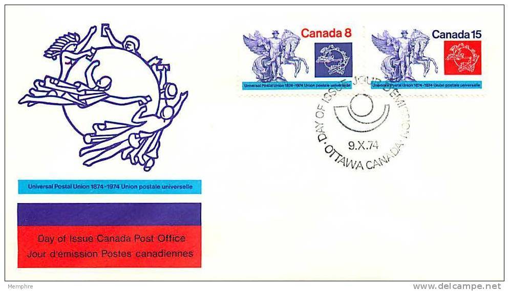 1974  UPU Centenary  Set Of 2 On Unaddressed Official FDC  Sc 648-9 - 1971-1980