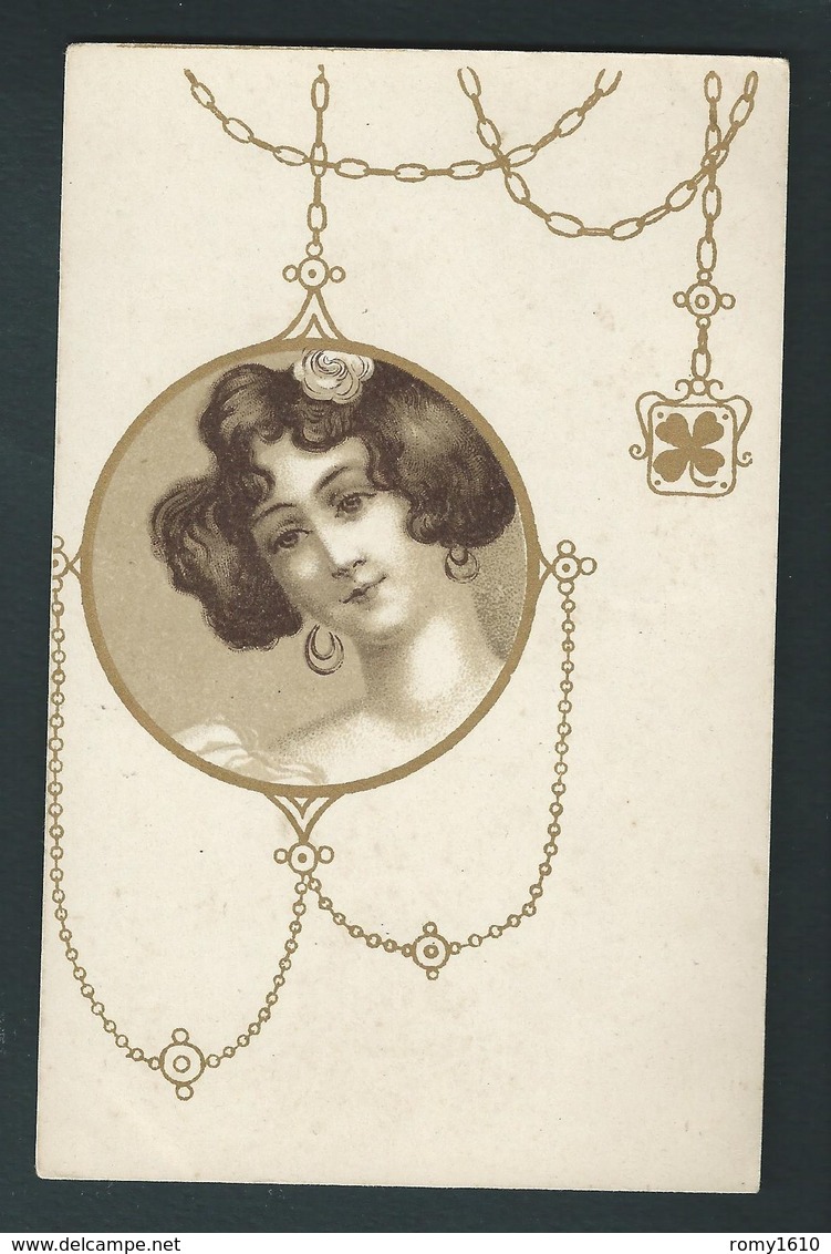 Art Nouveau.  Jolie Femme Dans Le Style Kirchner. Dorures Et Porte-bonheur. - Ante 1900