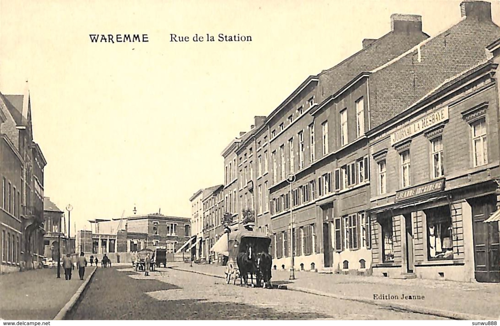 Waremme - Rue De La Station (animée, Attelage Chevaux, Journal La Hesbaye, Edit. Impr. Jeanne) - Borgworm