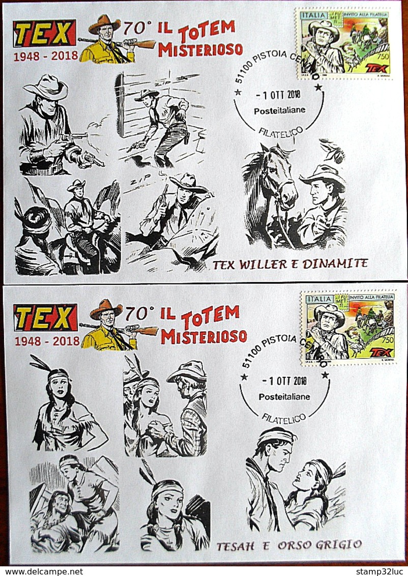 ITALIA ITALY 2018 TEX WILLER Fumetti Comics 5 Buste Fdc UNIQUE SET PEZZI UNICI - FDC