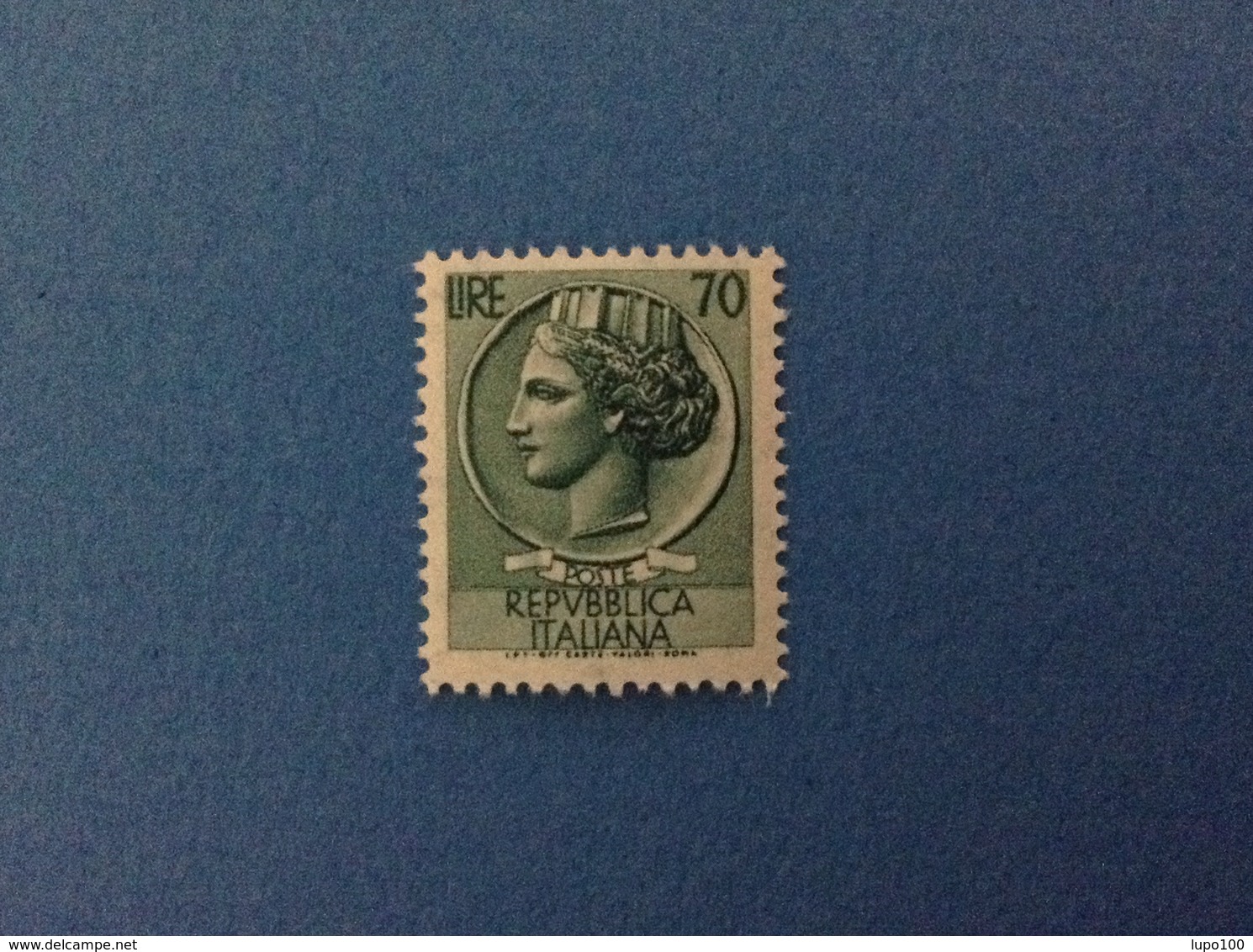 1955 FRANCOBOLLO NUOVO STAMP NEW MNH** 70 LIRE SIRACUSANA FILIGRANA STELLE CARTA NON FLUORESCENTE - 1946-60: Ungebraucht