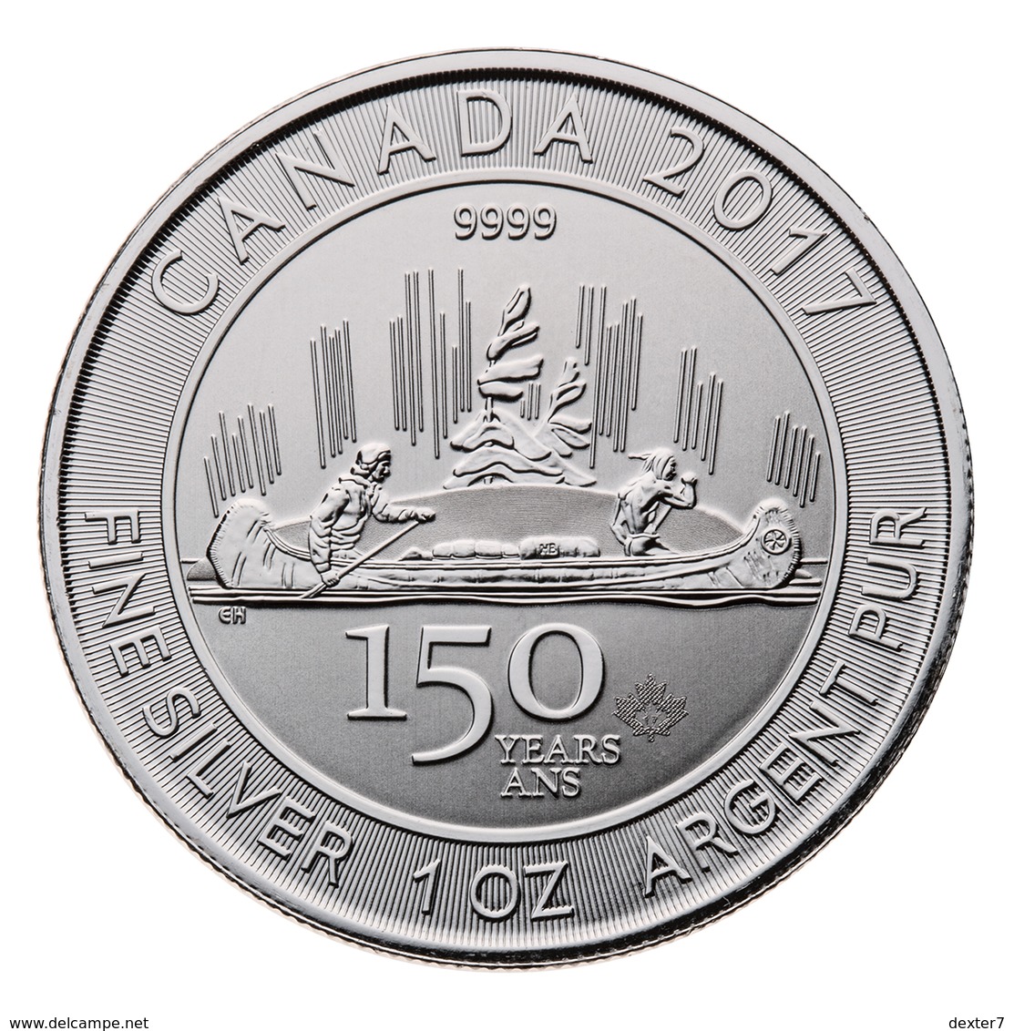 Canada, Voyageur 1 Oz 2017 150 Years Silver 999 Pure - 1 Oncia Argento Puro Bullion Anniversario 150 Anni - Canada