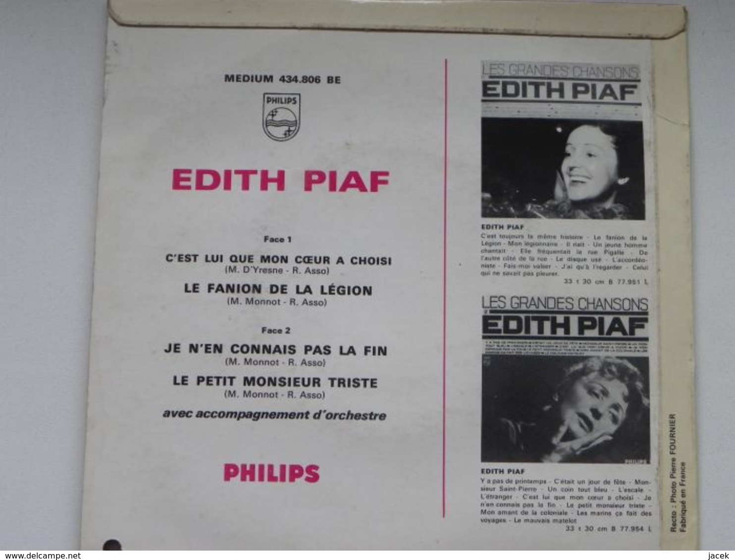 EP Edith Piaf  / Cest Lue Que Mon Coeur A Choisi / Philips - Hard Rock & Metal