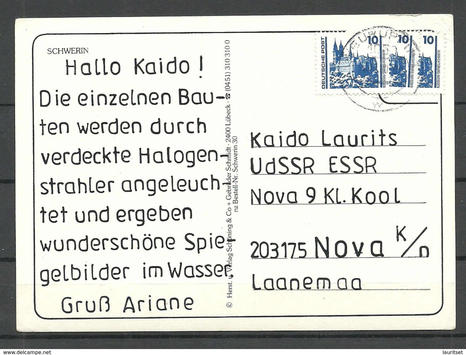 Deutschland SCHWERIN 1990 Nach Estland Gesendet, Mit 3 Briefmarken - Schwerin