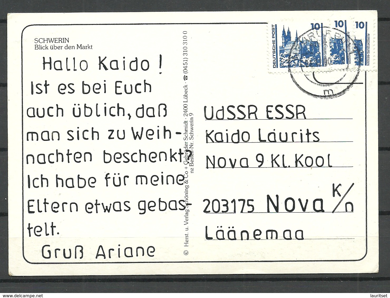 Deutschland SCHWERIN 1990 Nach Estland Gesendet, Mit 3 Briefmarken - Schwerin