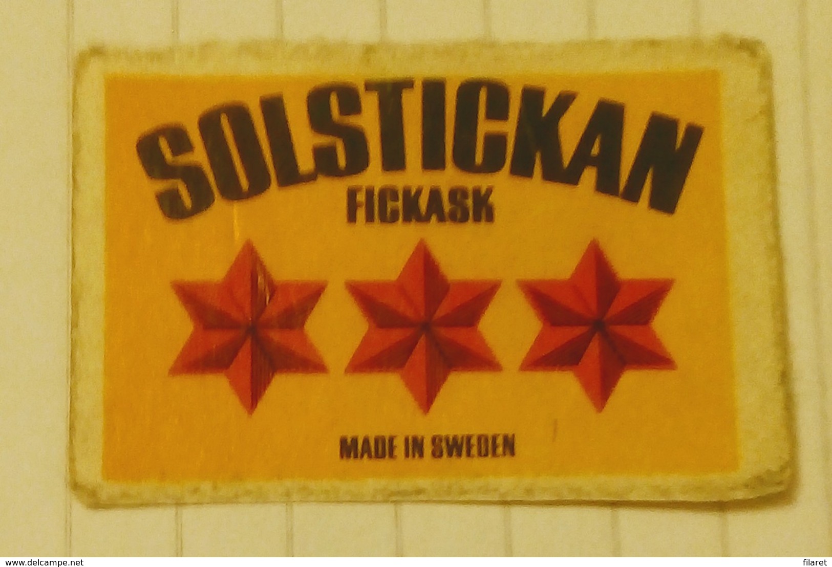 SOLSTICKAN,THREE STARS-SWEDEN MATCH - Matchbox Labels
